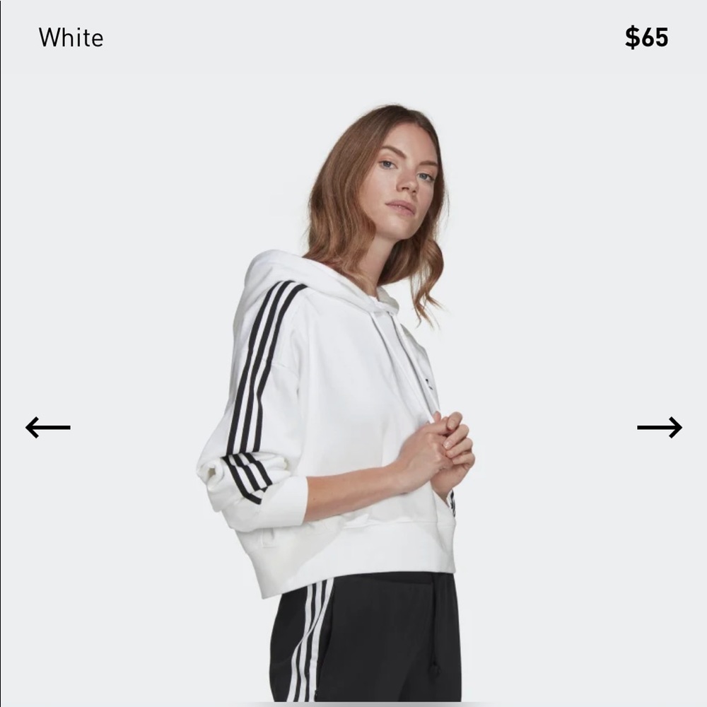 Adidas White Cropped Hoodie